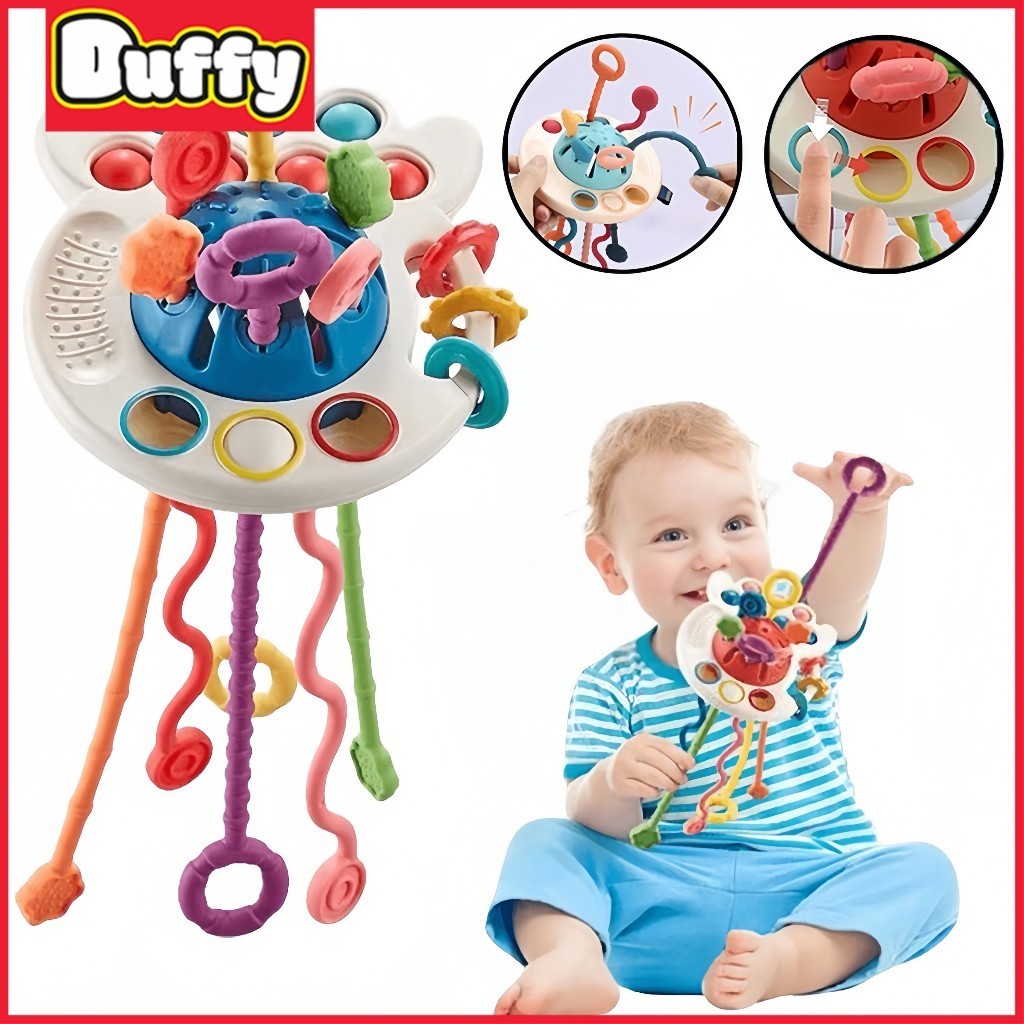 Duffy toys Baby Multifungsi Pull Gigitan Toys / Tether Bayi Gigitan Bayi Bpa Free 6-12 Bulan Mainan 