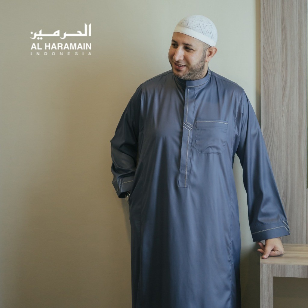 AL Haramain Jubah / Gamis Pria Remaja & Dewasa Premium Bordir Resleting (67) | Hijau Botol | Hijau L