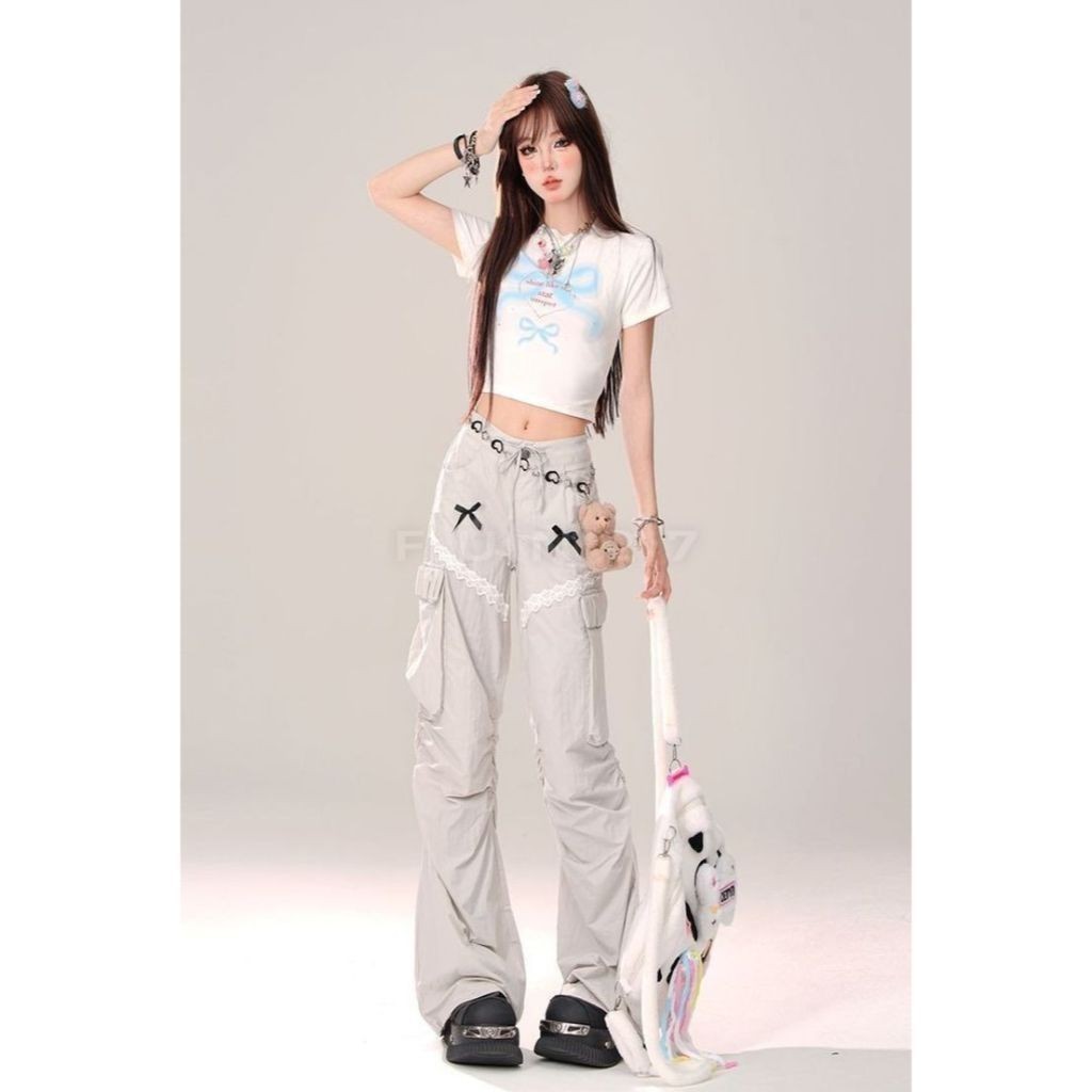 KIELO - ARRIVAL CELANA CARGO PITA LUNA / AILA PANTS PITA / TWINS RIBBON COQUETTE PANTS / OOTD WANITA