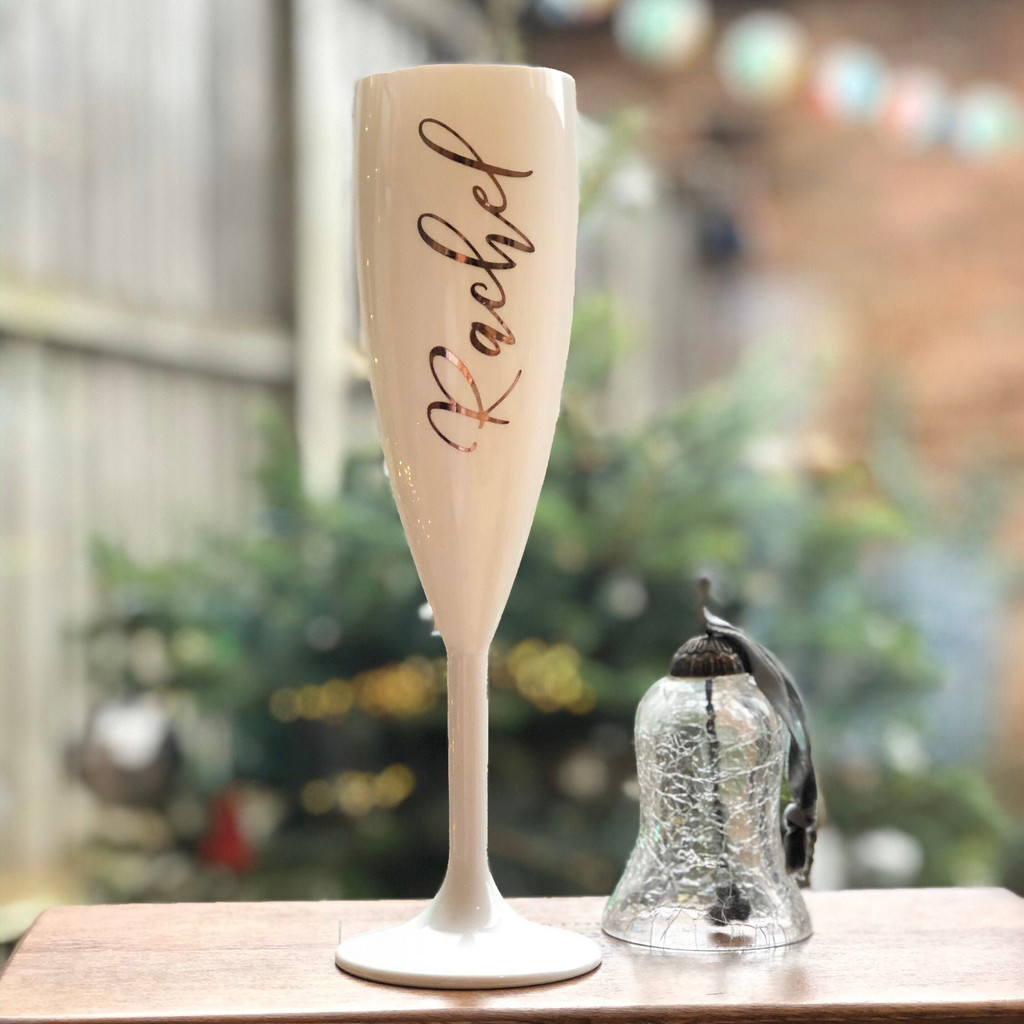 Personalised Champagne Flute White Prosecco Glass Custom Bridesmaid Wine Cup Party Acrylic Goblet Br