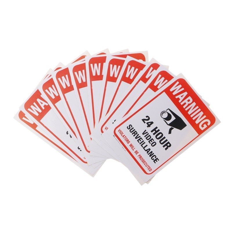 

10pcs/lot Waterproof PVC CCTV Video Security Sticker Warning Signs 2023