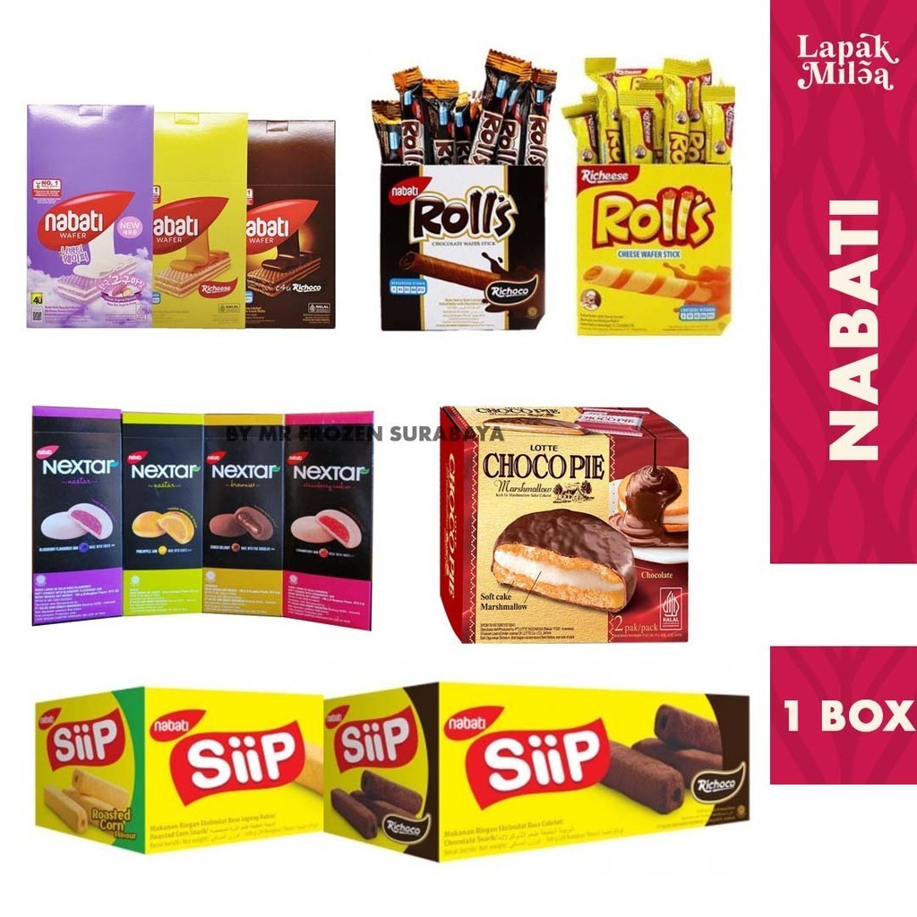 

NABATI - Nabati Crackers Krim Wafer Jagung Coklat Keju Goguma| AHH | ROLLS | SIIP | CHOCOPIE | NEXTAR | CHOCOPIE 1 BOX