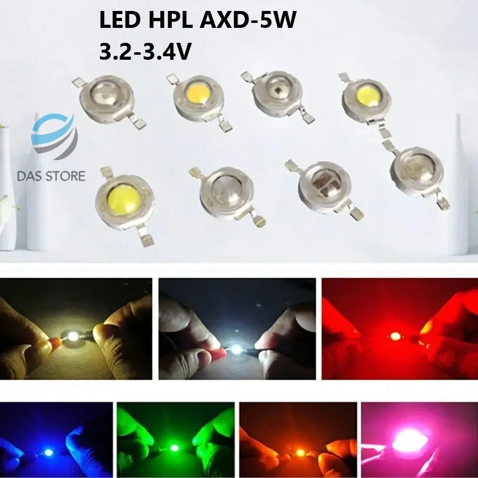 HPL High Power LED chip  ASLI 5W Putih Biru Hijau Kuning Merah Warm White Biji LED Super Bright HPL 