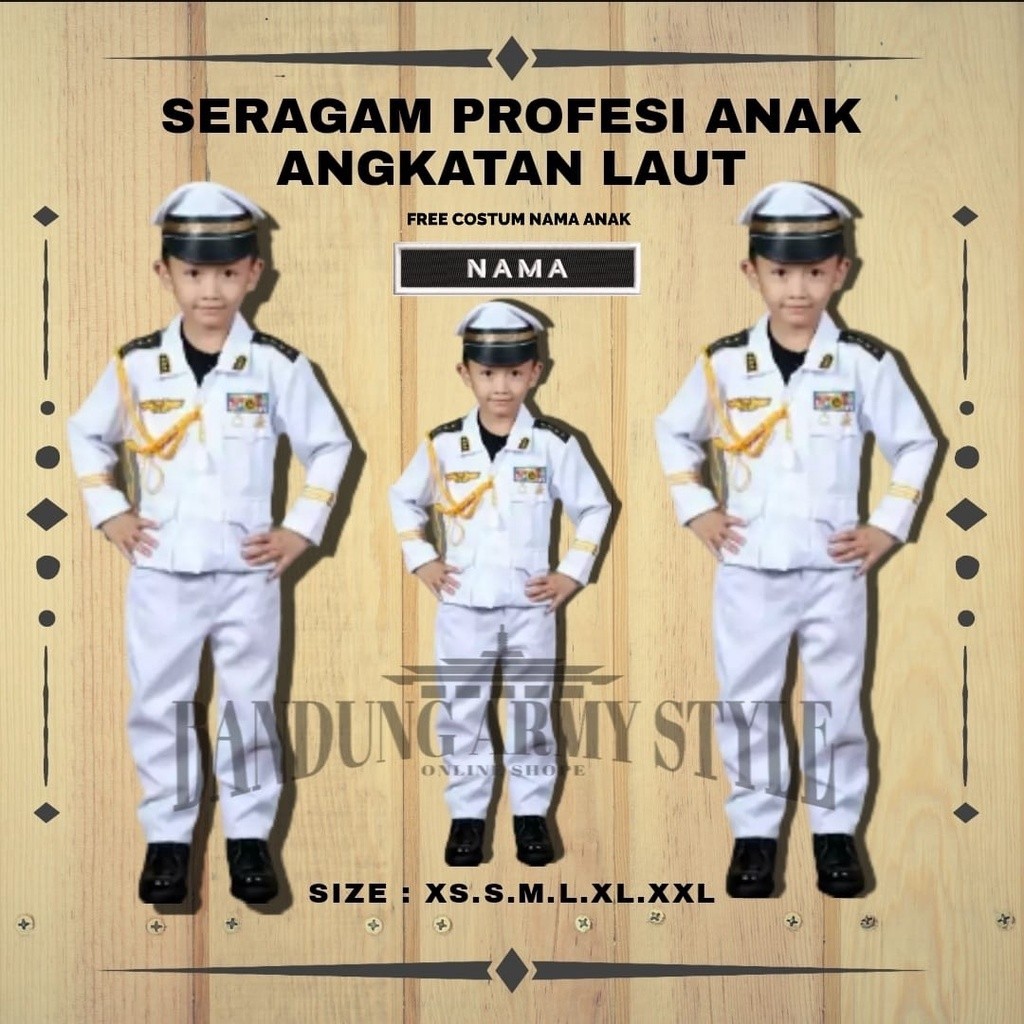 AW84AY BAJU SETELAN TNI AL ANAK LAKI LAKI DAN PEREMPUAN / ANGKATAN LAUT ARMY COWOK CEWEK / KOSTUM PR