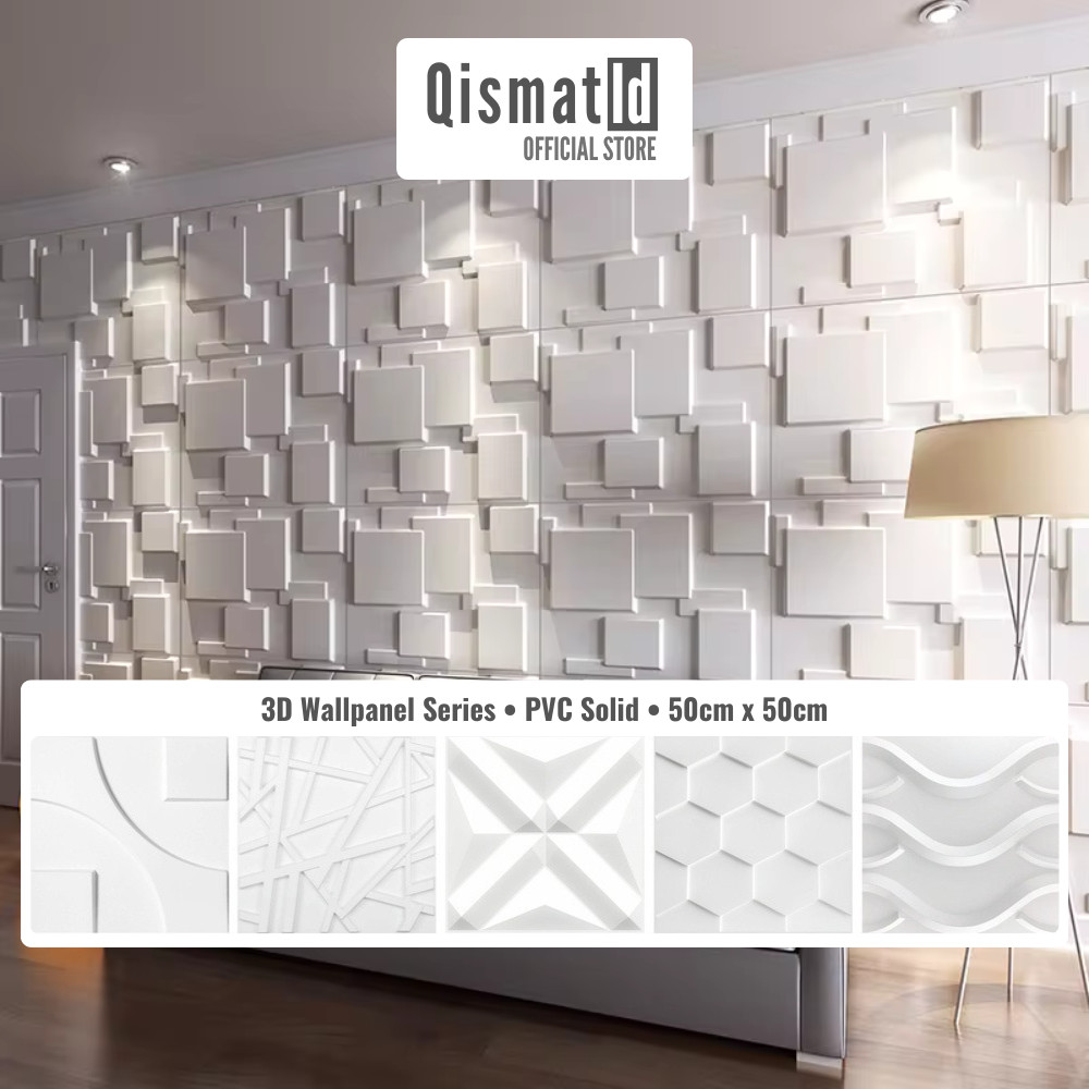 [13 Motif] 3D Wallpanel Dinding PVC 50x50 cm Solid Wallpaper Dinding Dekorasi Premium Wall Panel Est