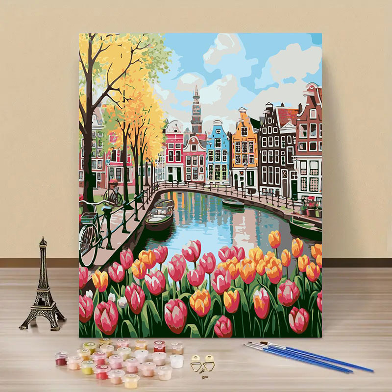 

Painting by Numbers For Adult tulip Dropshipping Canvas Oil Paint by Number Home Decor