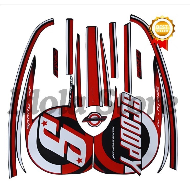 Stiker Striping Honda Scoopy Sporty 2015 Merah Putih List Stiker Standar Scoopy Sporty 2015 Terbaik