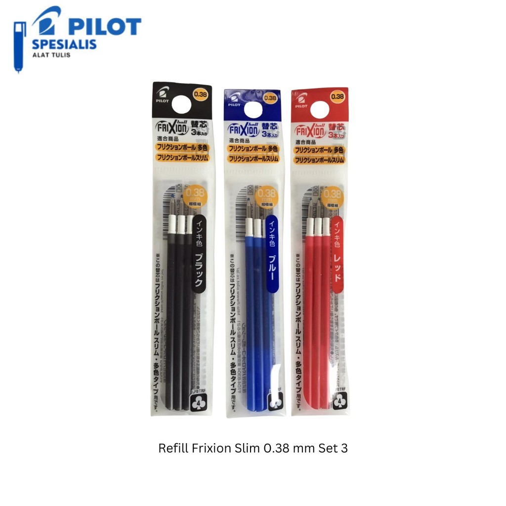 

Refil Pulpen Pilot Frixion Slim 0.5 mm Set 3 Pcs Pulpen Erasable Bisa dihapus Variasi Hitam Biru Merah - Set 3