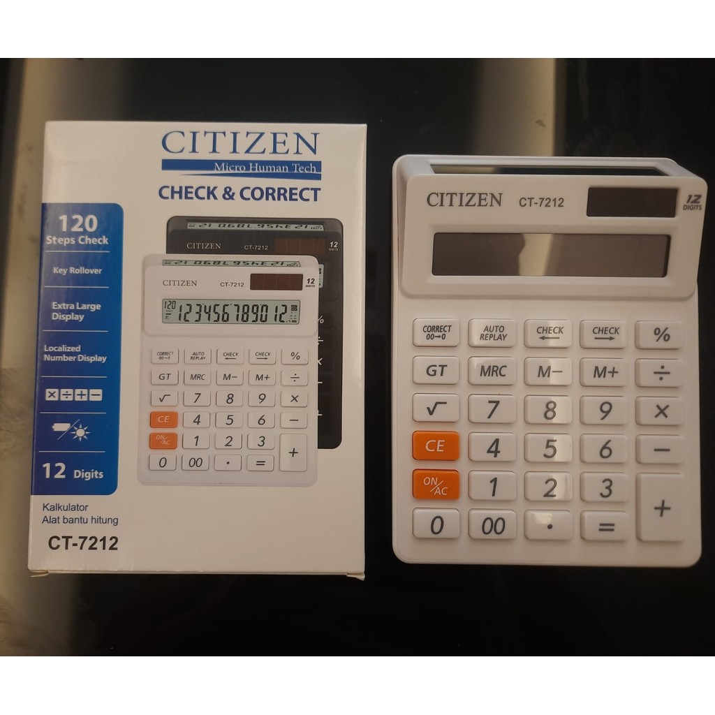 

Pus Kalkulator Kasir CT-7212 - Calculator 2 Display Layar / Check Ulang CT7212 12Digit