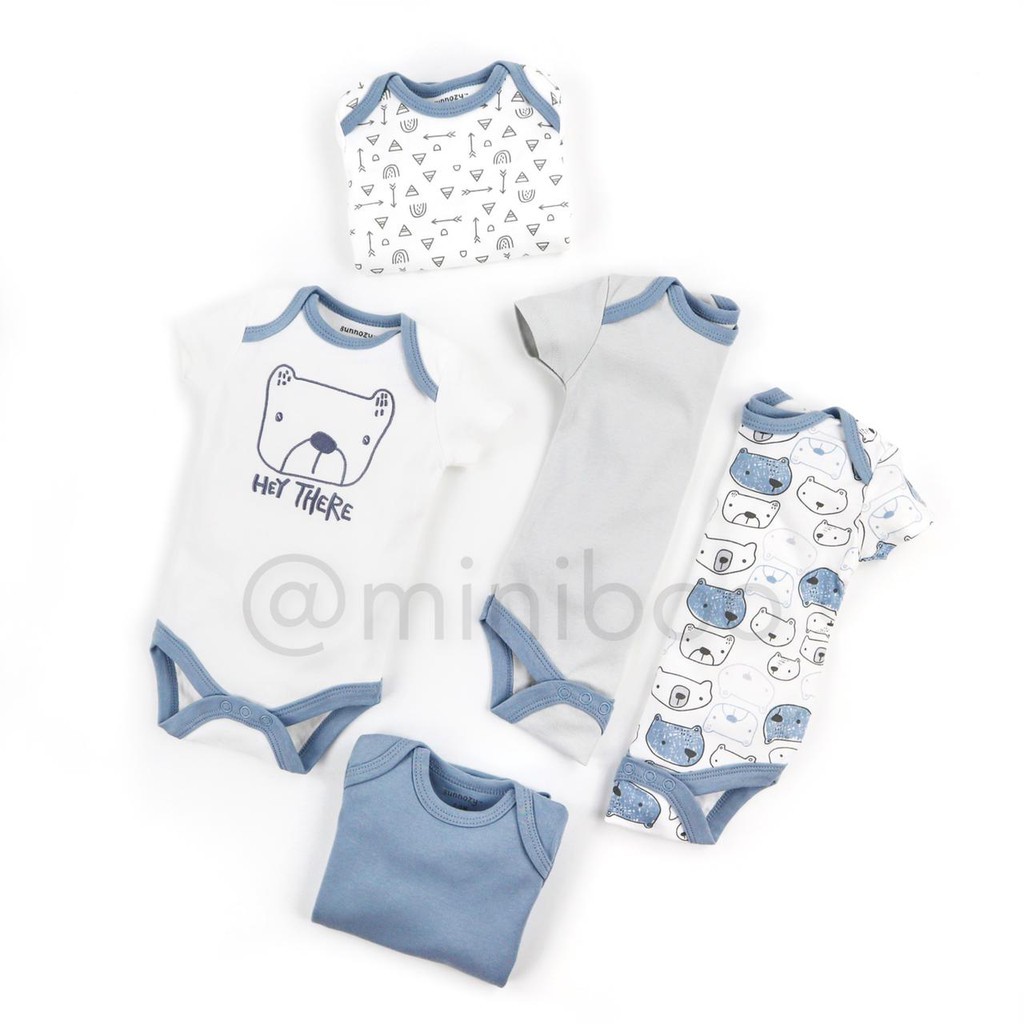 VS54RG MINIBOO - Baby Bodysuit 5pcs motif Hey Blue