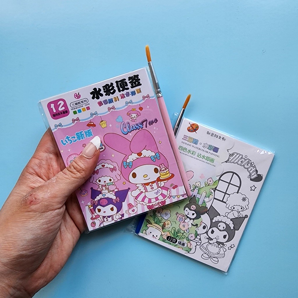 

[Hercyna]Mini Watercolor Book Sanrio My Melody Kuromi Pochacoo Cinnamoroll