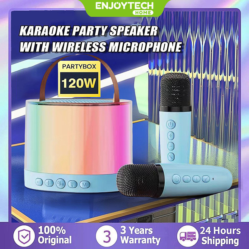 【COD】Mesin karaoke untuk dua orang K52 Speaker Nirkabel 2 mic speaker mini bluetooth super bass  Spe