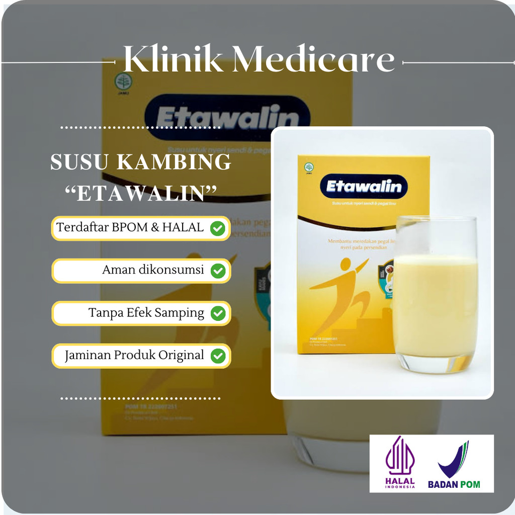 

Etawalin Paket 3 Box Susu Kambing Etawa Premium Atasi Nyeri Sendi dan Asam Urat Original 200 Gram