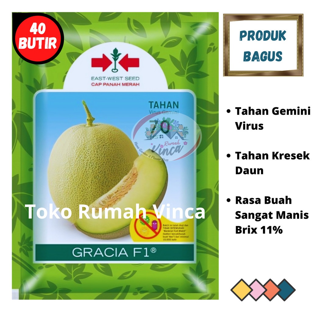 Benih Bibit Melon Madu Tahan Virus GRACIA F1 40 biji Cap Panah Merah