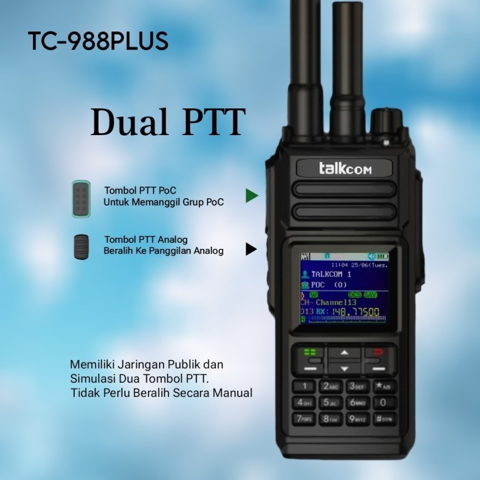 HT POC 4G + ANALOG VHF TC988PLUS POC + ANALOG SINGLE BAND  WATERPROOF FREE KARTU + KOUTA 1 BULAN  FR