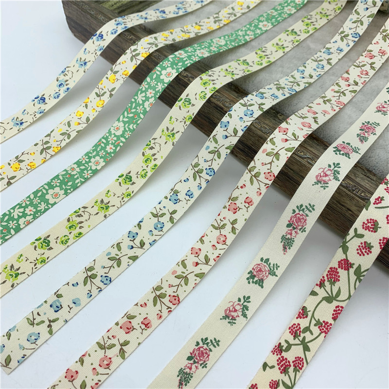 

5yards/Lot 15mm Printed Flower Handmade Cotton Ribbon Cotton Lace For Christmas Decoration DIY Sewing Fabric