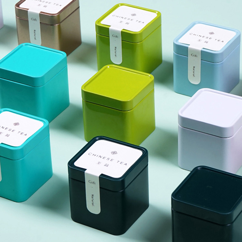 

Mini Square Jar Tea Tinplate Box Creative Universal Cans Small Tea Cans Candy Scented Green Tea Storage Box