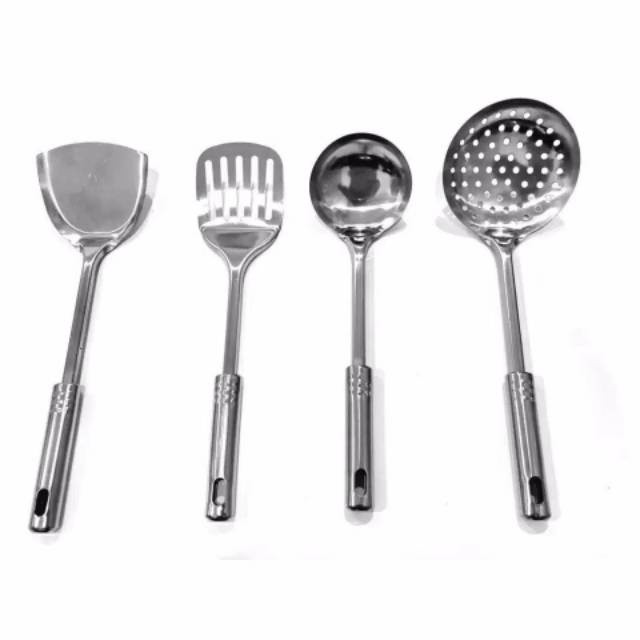 Set Alat Masak Kitchenware 4in1 Set Stainless Steel Spatula dapur