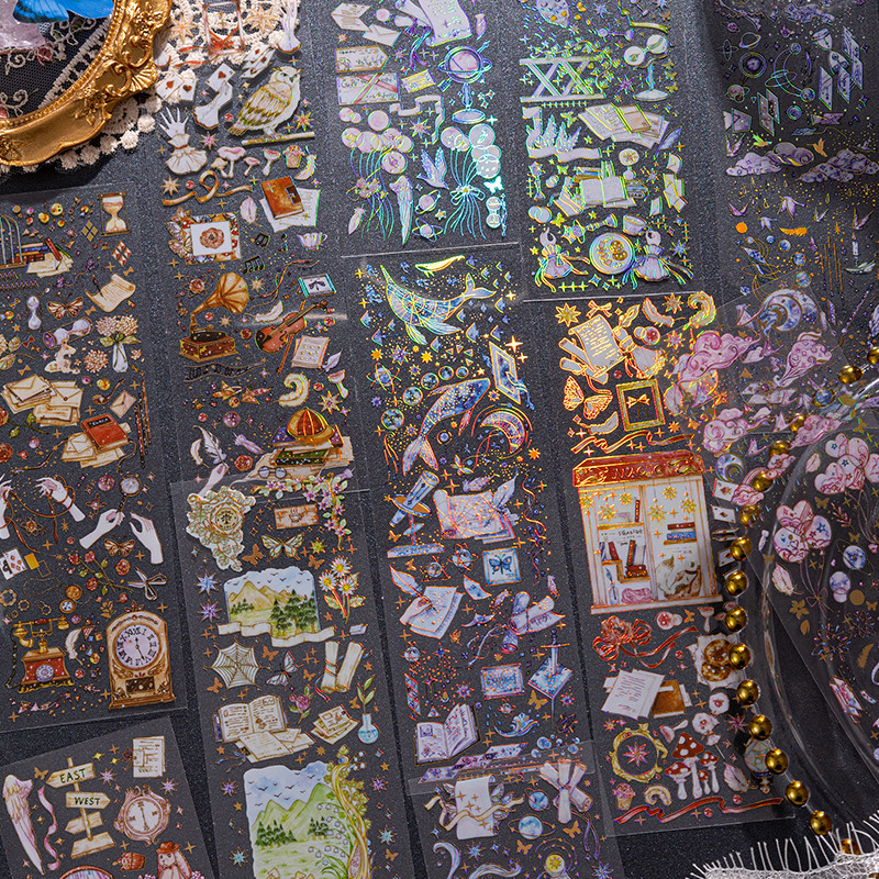 

3 pcs/lot INS Laser Bronzing Stickers Adhesive Diy Sticker for Planner Diary Album Scrapbooking Stationery supplies