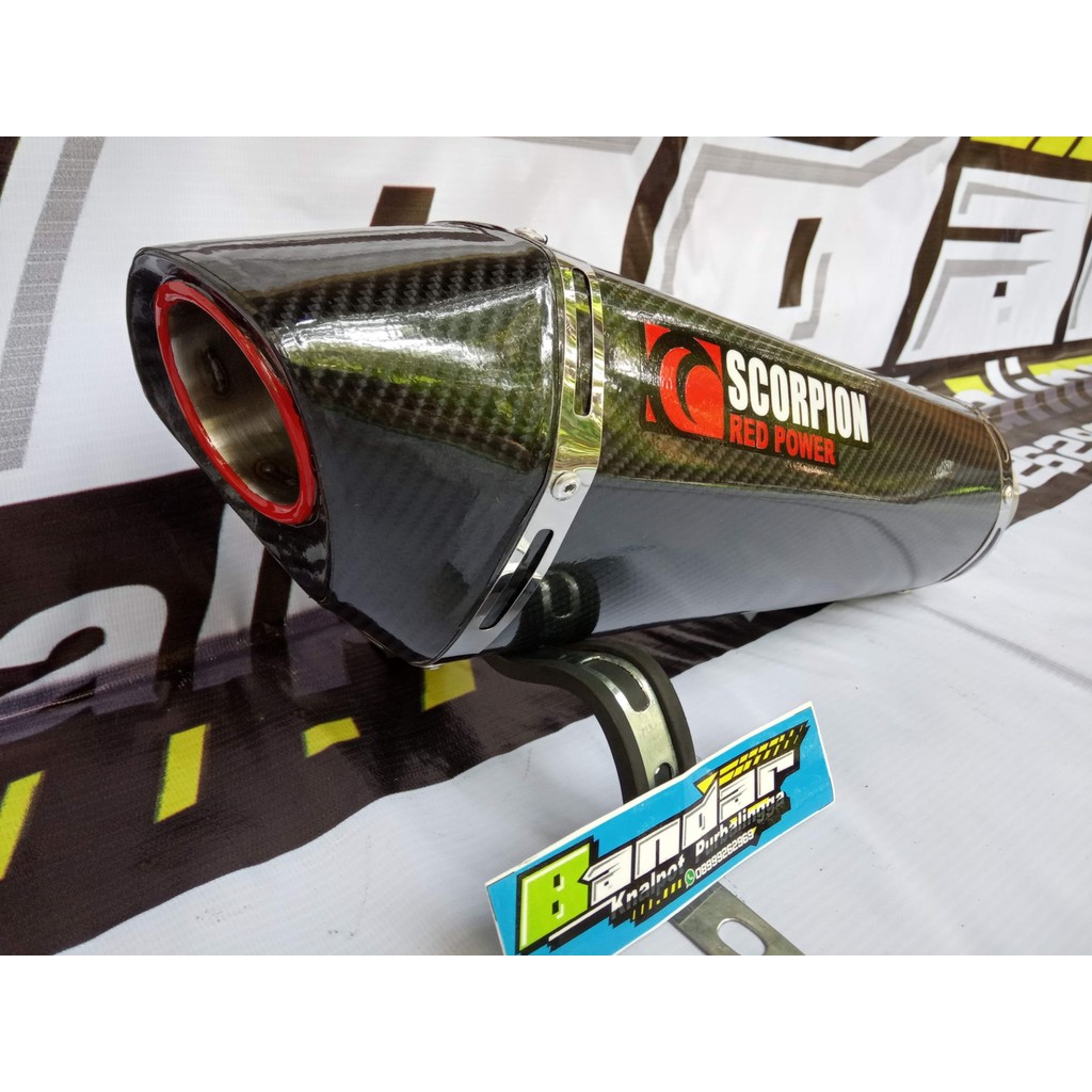 KNALPOT RACING SILINCER SCORPION RED POWER INLET 50 MM  |. SLENSER SCORPION D 50MM  |. SLINCER SCORP