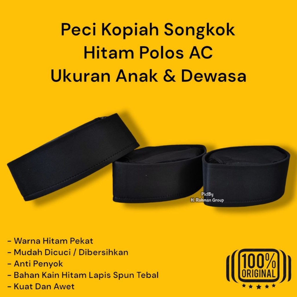 Peci Hitam Murah Bahan Kain Halus Warna Pekat