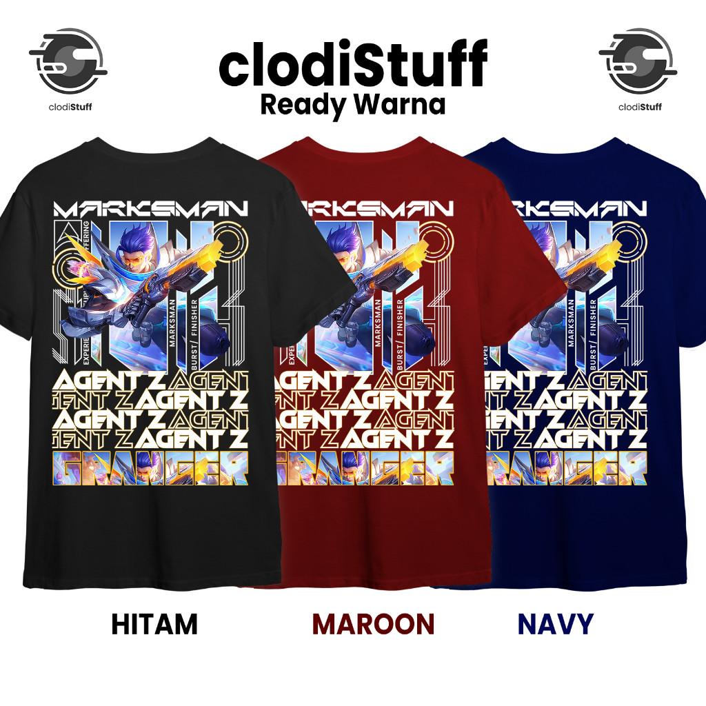 Kaos GRANGER COLLECTOR Agent Z Mobile Legends Marksman ML MLBB Distro Lengan Pendek Hitam Combed 30S