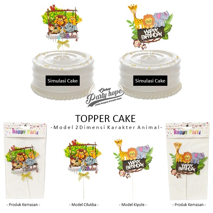 Topper Cake Karakter Animal / Hiasan Kue Topper Animal / Toper Kue Karakter Animal Zoo / Cake Topper