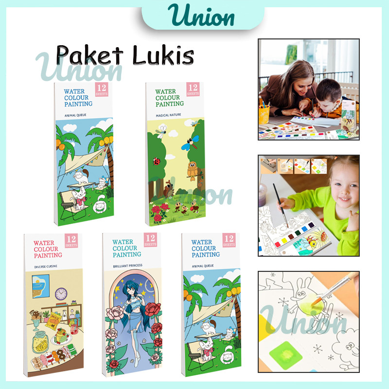 

1 Set Paket Lukis / 12 Sheets Paket Melukis Anak Lengkap Dengan