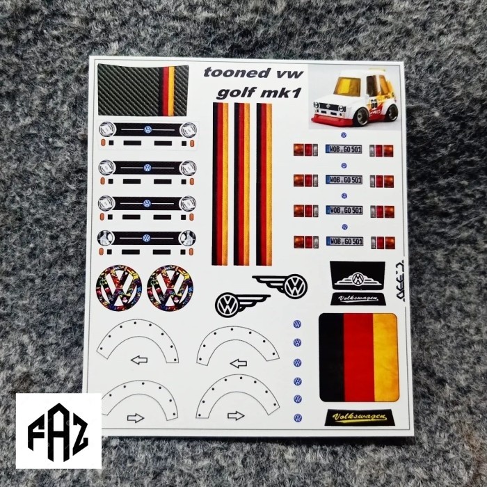 DECAL HOTWHEELS TOONED VW GOLF MK 1