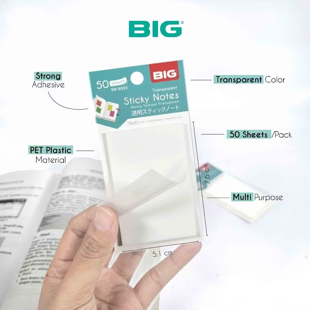 

BIG STICKY NOTES 76X51MM TRANS PUTIH