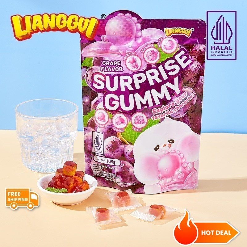 

[Permen kupas viral]LIANGGUI HALAL Mango Flavoured Candy Grape and Strawberry Fudge Mangga Anggur Jelly | Jelly Varian Rasa Permen yang enakSuprise Candy 3 Varian Rasa | Permen Buah Rasa ( Mangga , Anggur dan Strawberry )