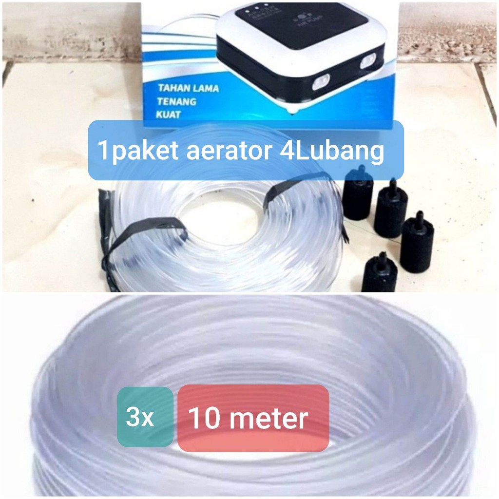 Paket aerator 4 lubang + 3pcs selang 10meter