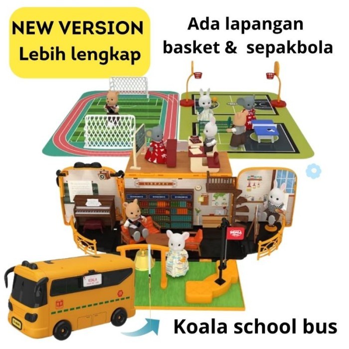 Koala Diary Doll House - Koala Town House mainan koala doll house - school bus, termasuk 2 doll