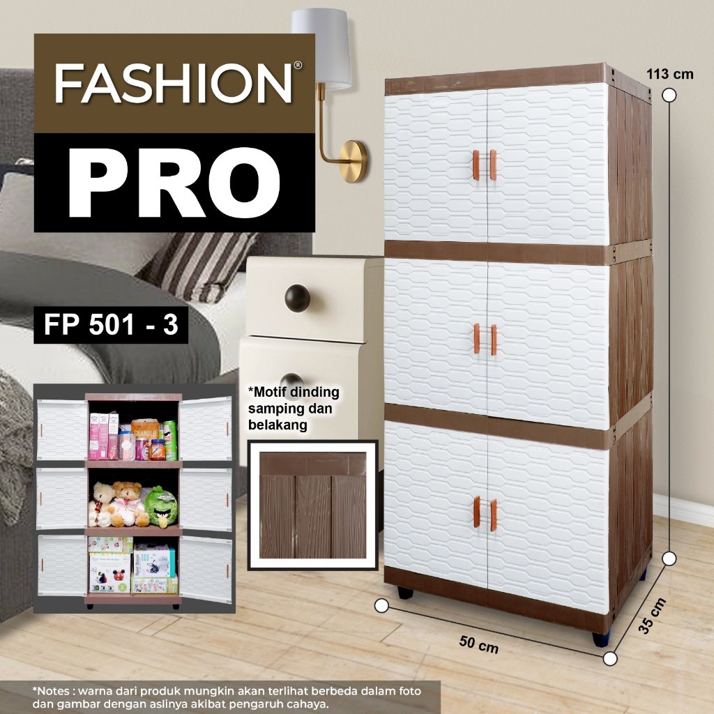 jf42dl Fashion Pro Motif 501 Susun 2 / Susun 3 - Lemari Pakaian Minimalis - Lemari Plastik Berkualit