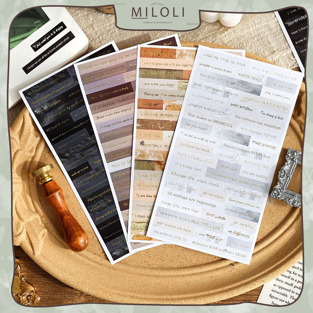 

[MILOLI] 4Pcs WRITING LIFE SERIES TEXT Sticker Retro DIY Scrapbook Jurnal Sticker - B0482