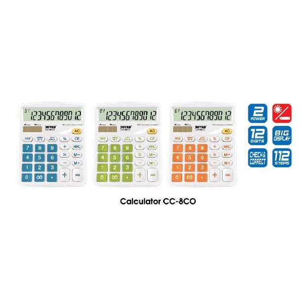 

Calculator Kalkulator Joyko Cc-8Co 12 Digits Check Correct