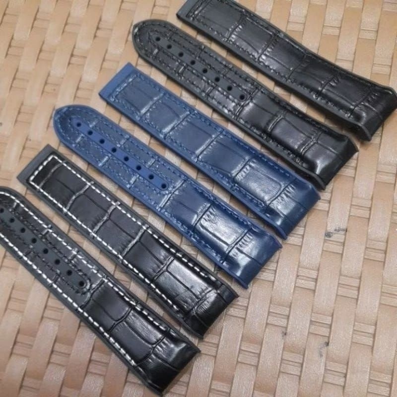 Strap Tali Jam Omega Tali Rubber Kulit curved 20mm 22mm Tali Omega Seamaster