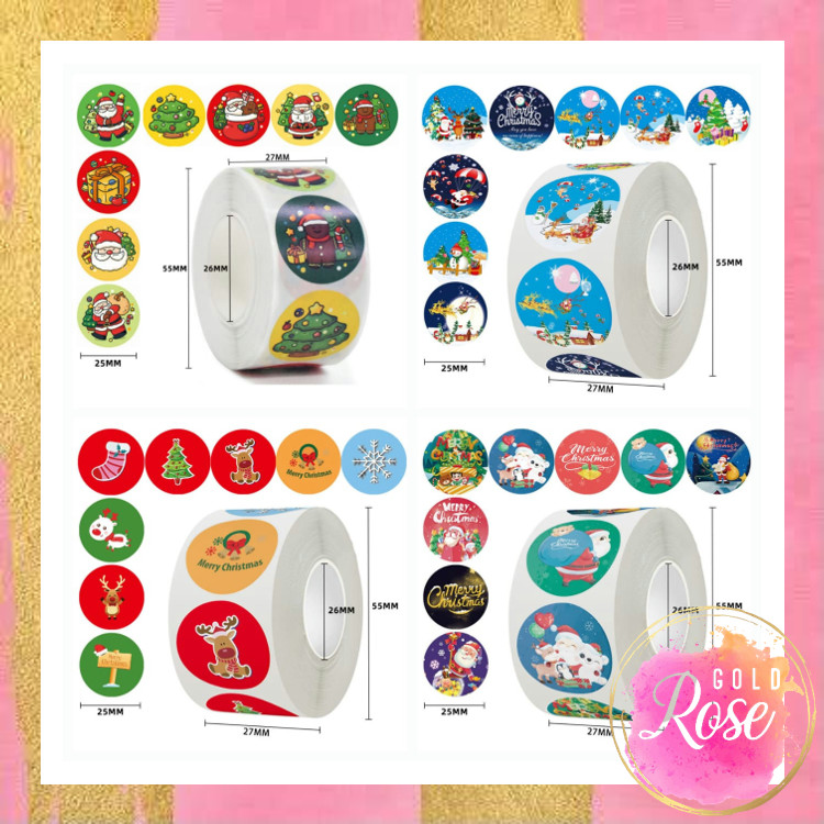 

ℛ - 6464 Stiker Label Hampers Natal / 1 Roll 500 PCS Stiker Kado
