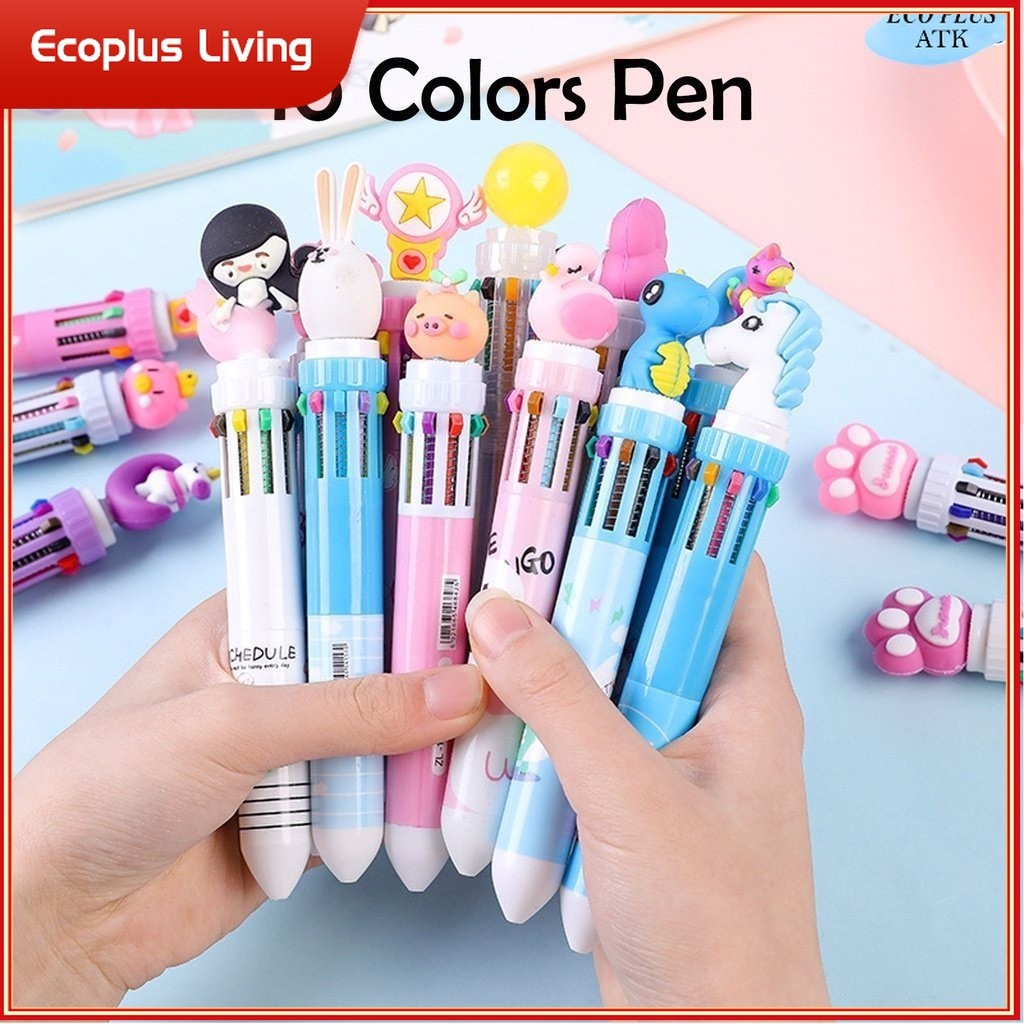 

10Colorful in 1 Pen Character Pulpen Berkepala Karakter Unicorn Catpaw Falmingo Stationery Perlengkapan Sekolah