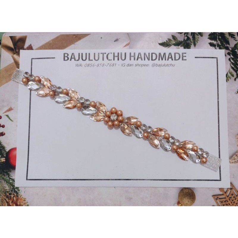 PB - payet rangkai peach salur pinggang bunga tengah