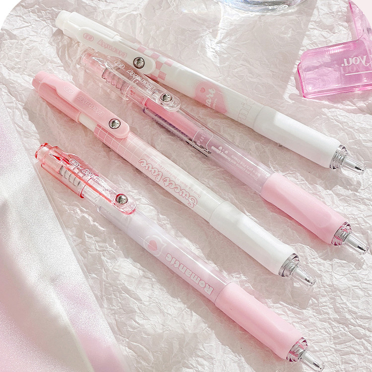 

Winzige 4pcs pulpen gel aesthetic 0.5mm pink pulpen lucu retractable gel pens pen mekanik tinta hitam pena pink school stuff stationery korea perintilan sekolah lucu alat tulis