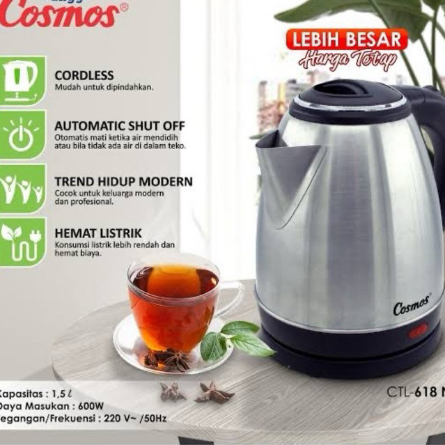 ketel listrik cosmos kettle ctl 618 cetel pemanas air pemasak air hote