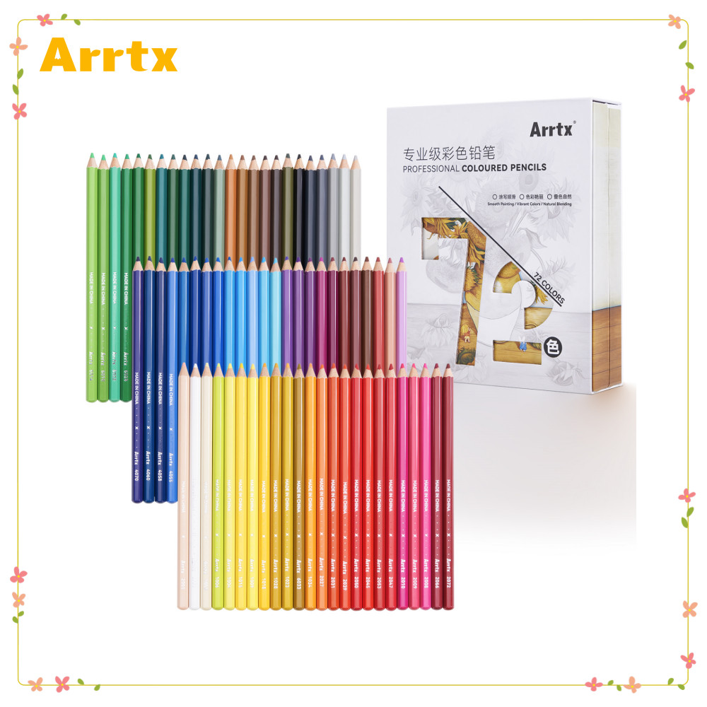 

Arrtx 48/72/120 Colored Pencil Set Soft Core for Artists Adult Color Drawing Blending Shading Sketching clamshell carton