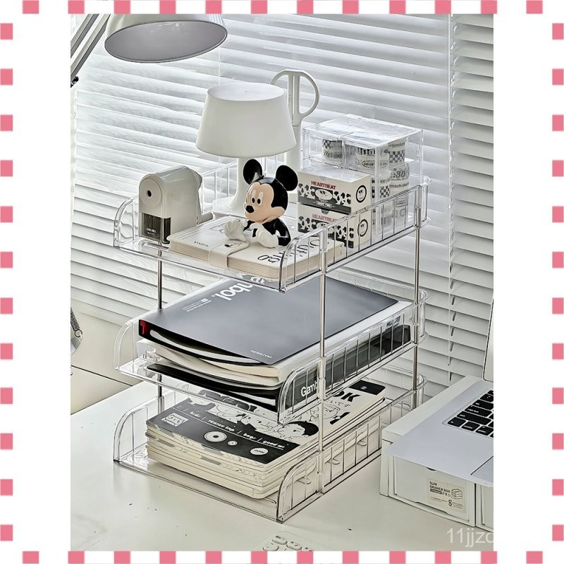 

Rak Penyimpanan Multifungsi 2-4 Susun Rak Organizer Multifungsi untuk Dokumen/Kertas/Buku/Alat Tulis Rak Penyimpanan Akrilik Transparan