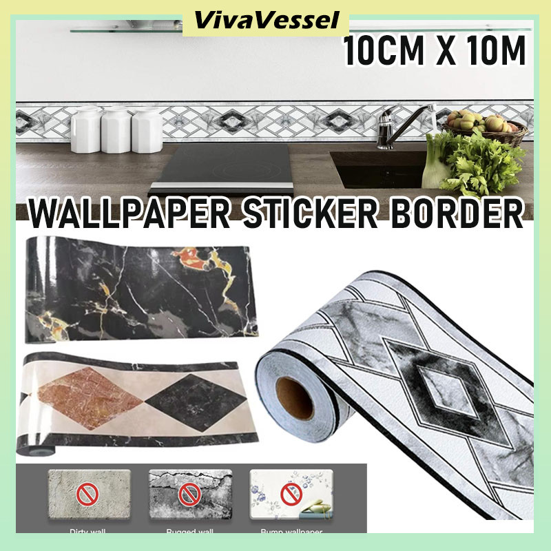 List Wallpaper Dinding Stiker 10cm X 10m/Wall Border Premium Stiker List Tekstur Timbul/Wallpaper St