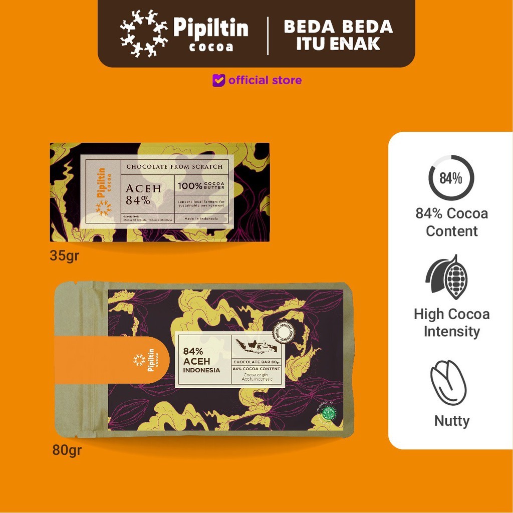 

Pipiltin Cocoa Dark Coklat - Chocolate Bar Aceh 84%