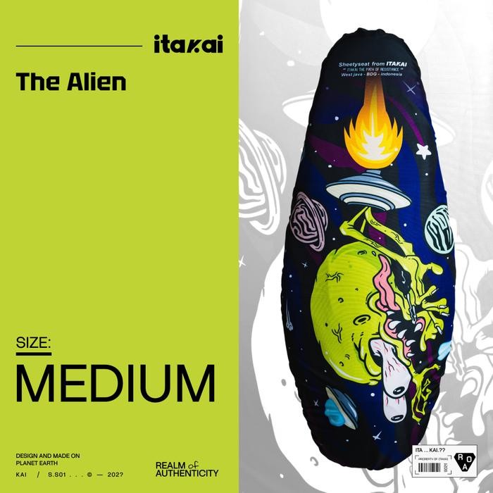 iTakai Sarung Jok THE ALIEN - Cover Jok Motor Motif Premium / Anti Air / Anti Cakar Kucing - Medium