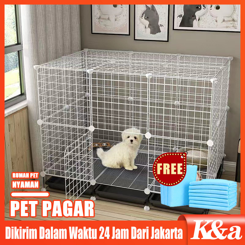 20Pcs DIY Putih Kandang Kucing Kandang Anjing Pagar Kucing Anjing Pet Cage Pagar Besi 100% Foto Asli