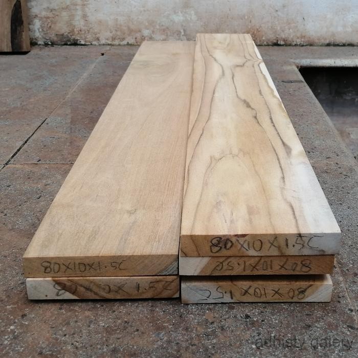 Papan Kayu Jati Asli 80X10X1.5CM Grade C