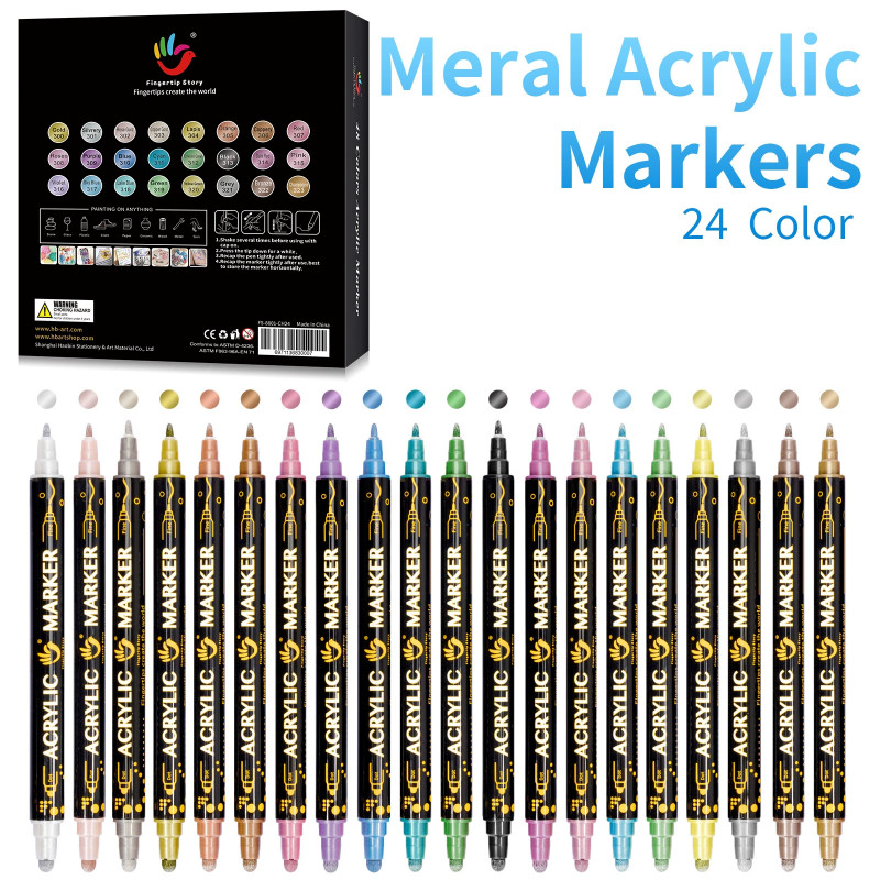 

Double Tip Metal Acrylic Marker Set Stackable Color PenS Children's Student Art Stationary Handbook Graffiti Drawing Art Marker